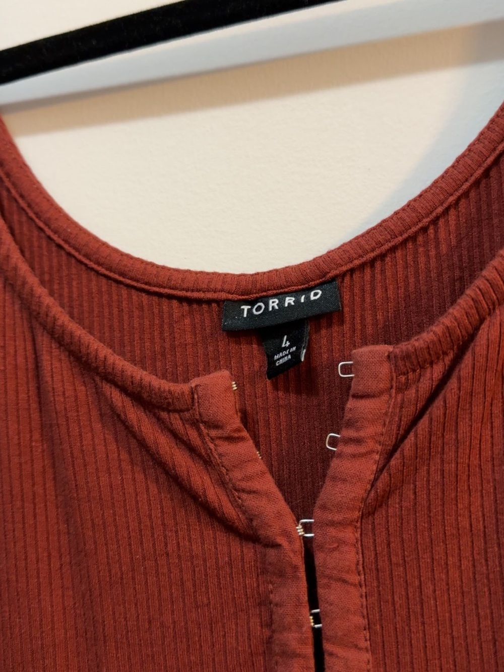Torrid Ribbed Henley Tank Top - Rust - Picture 2 of 2